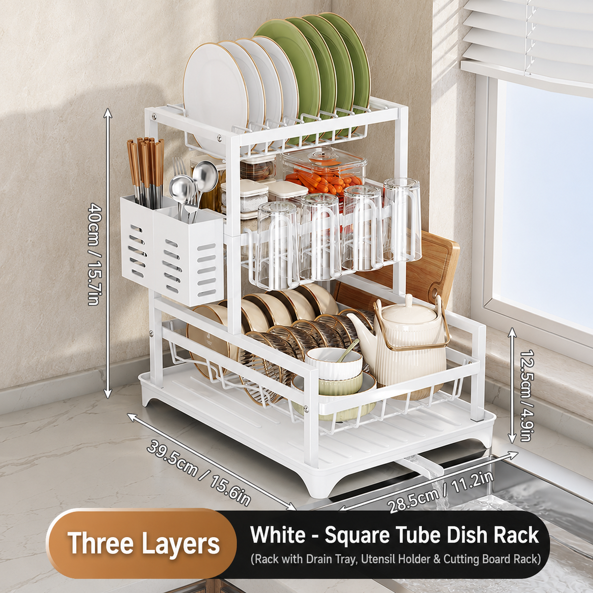 QuickFold Pull-Out Dish Rack Organizer