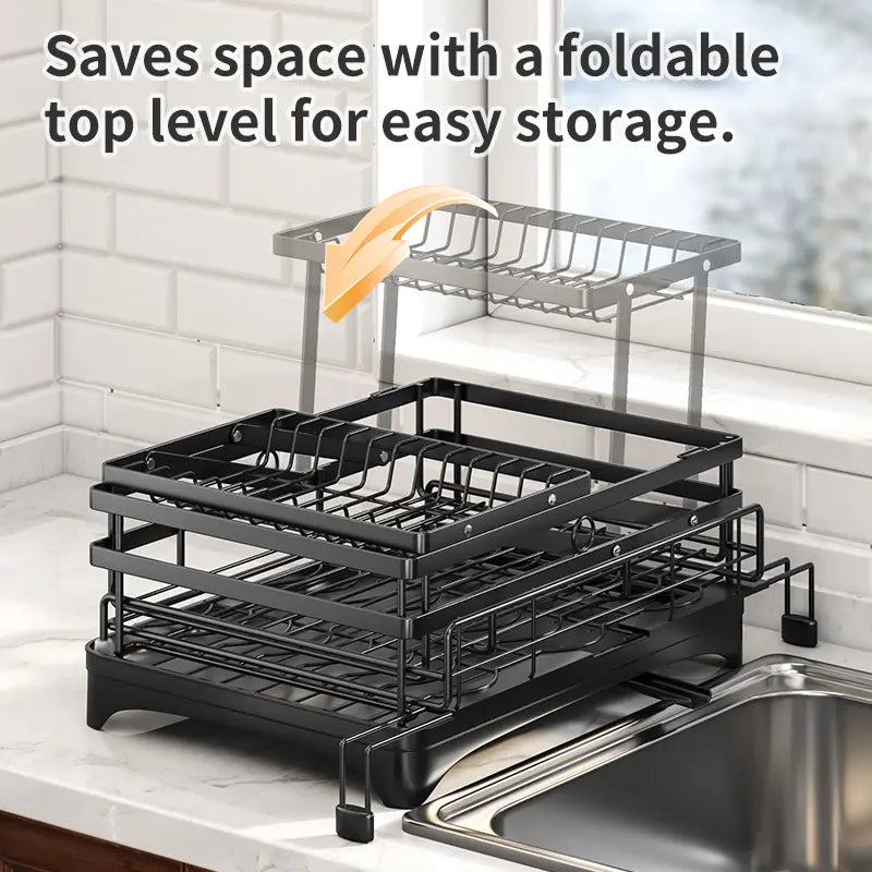 QuickFold Pull-Out Dish Rack Organizer