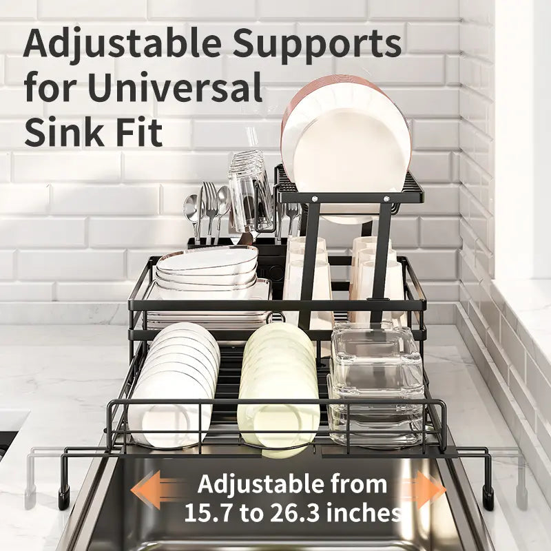 QuickFold Pull-Out Dish Rack Organizer